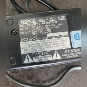 Sony AC-V30 Power Adapter - For Video Camera